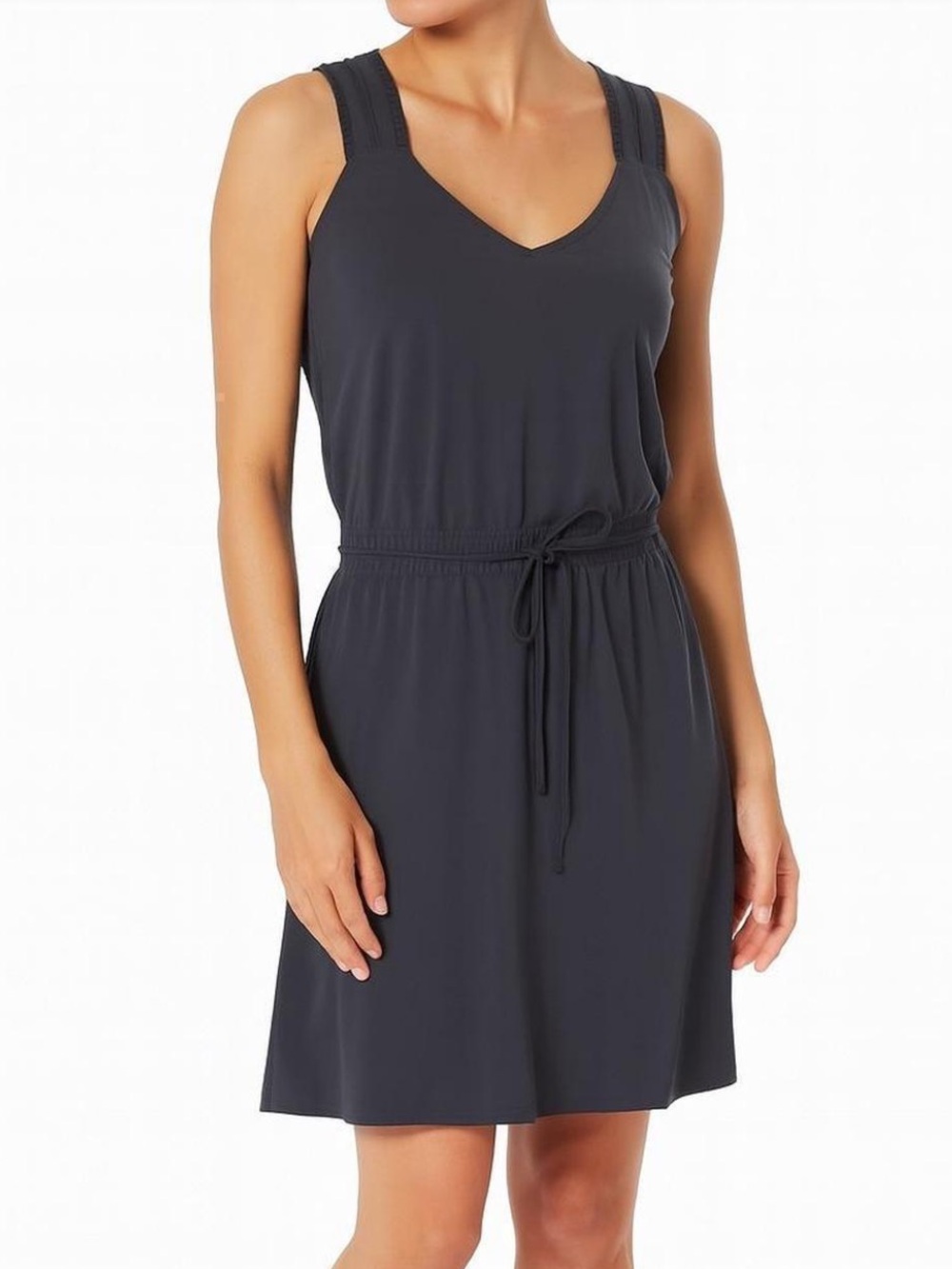 Athleta Savannah Strap Mini Athletic Tie Waist Dress Black Size Medium